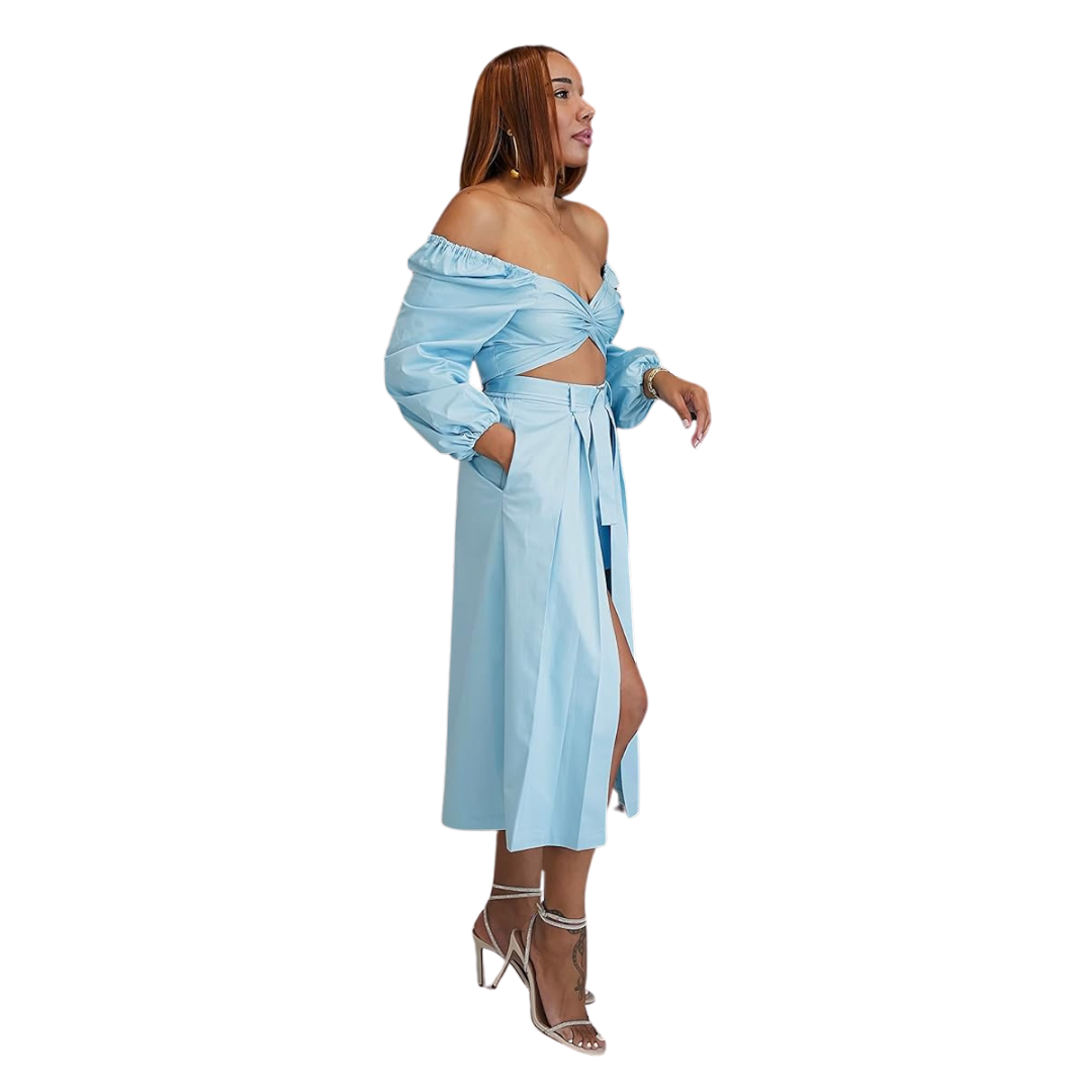 Blue Shorts with Belted Overskirt NWT