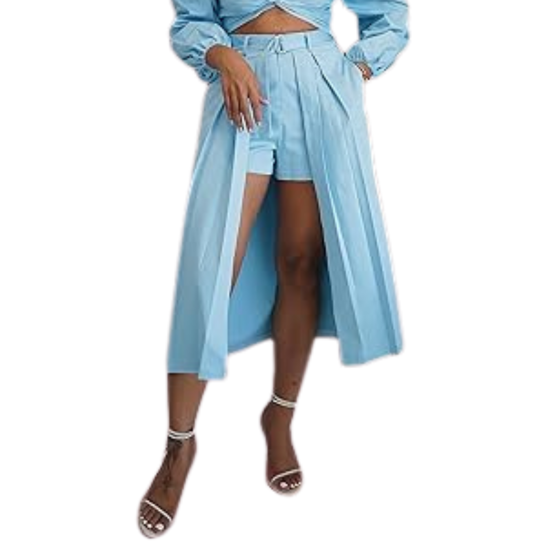 Blue Puff Sleeve Crop Top NWT