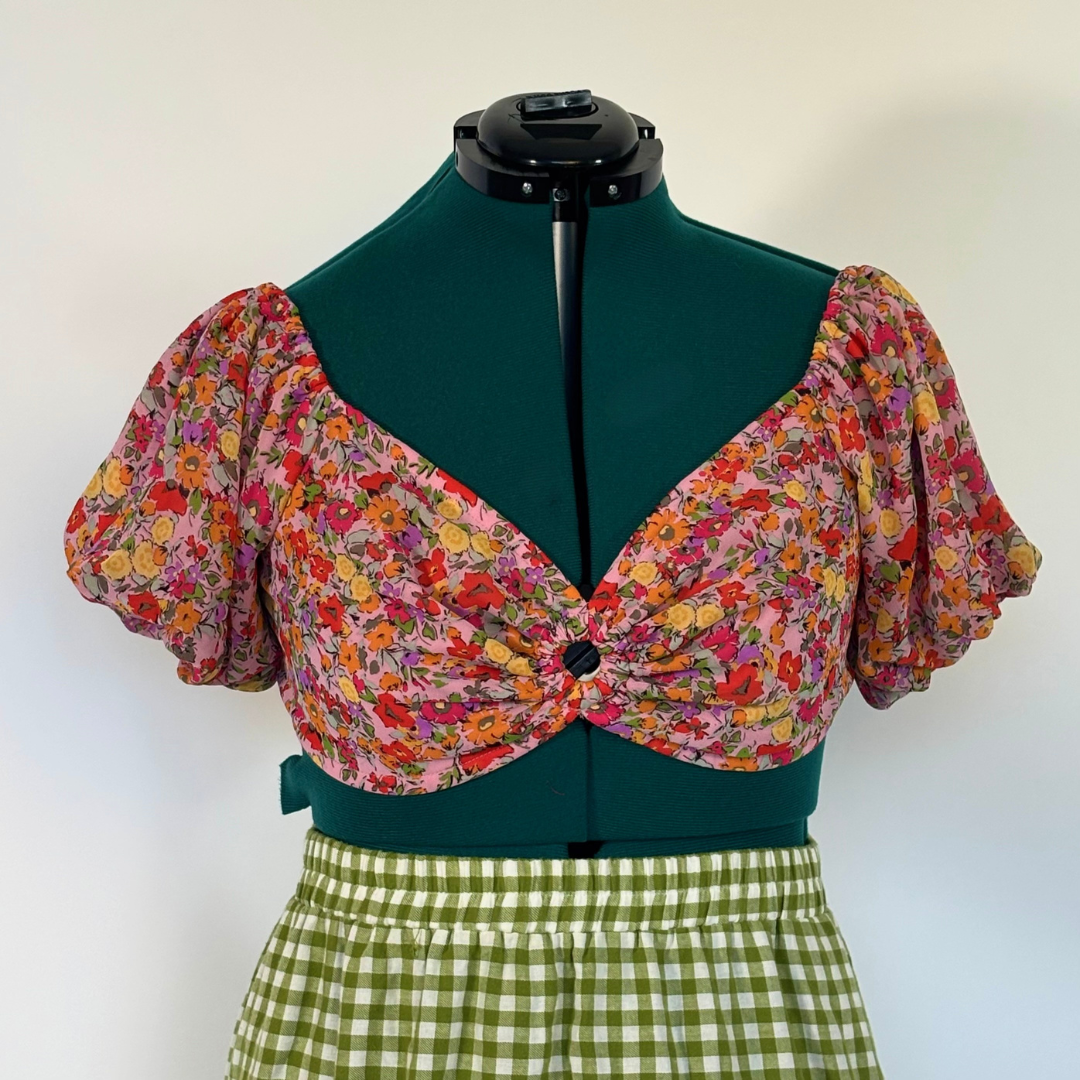 Floral Puff Sleeve Crop Top