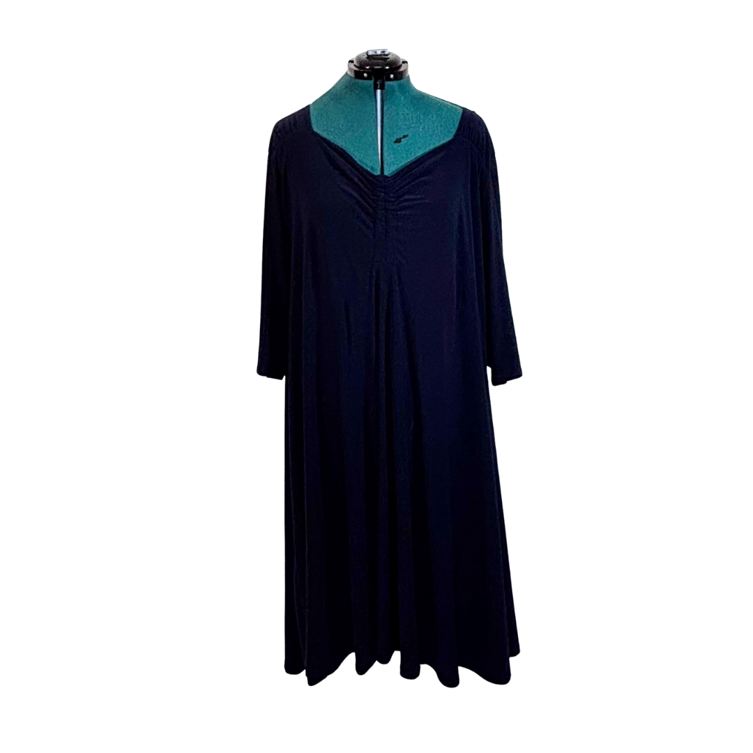 Navy 3/4 Length Sleeve Midi Dress