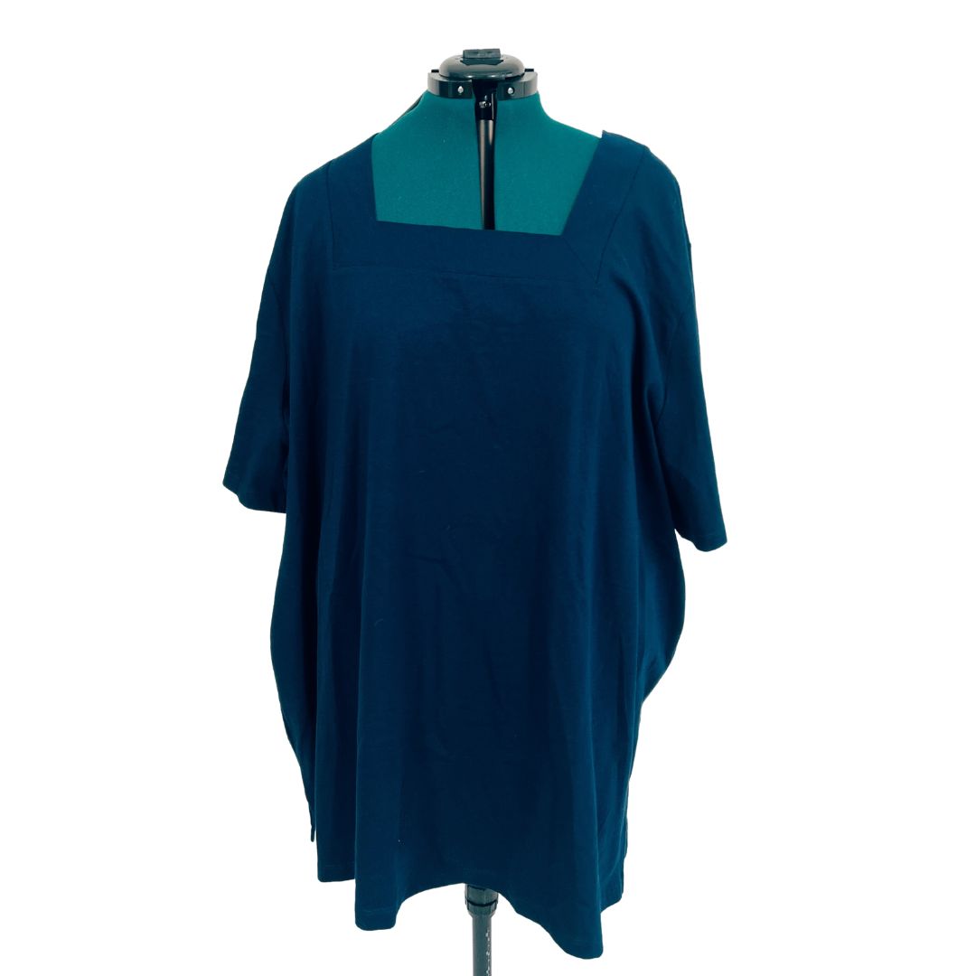 Navy Square Neck Short Sleeve Top