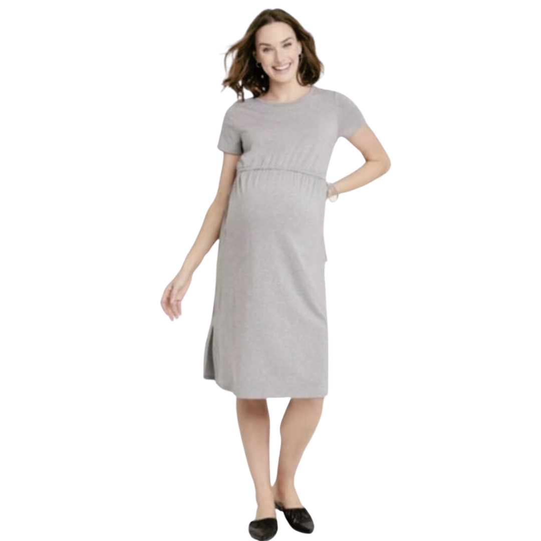 Grey Drawstring Waist T Shirt Maternity Dress NWT Secondhand Stare Grey Drawstring Waist T Shirt Maternity Dress NWT Secondhand Stare