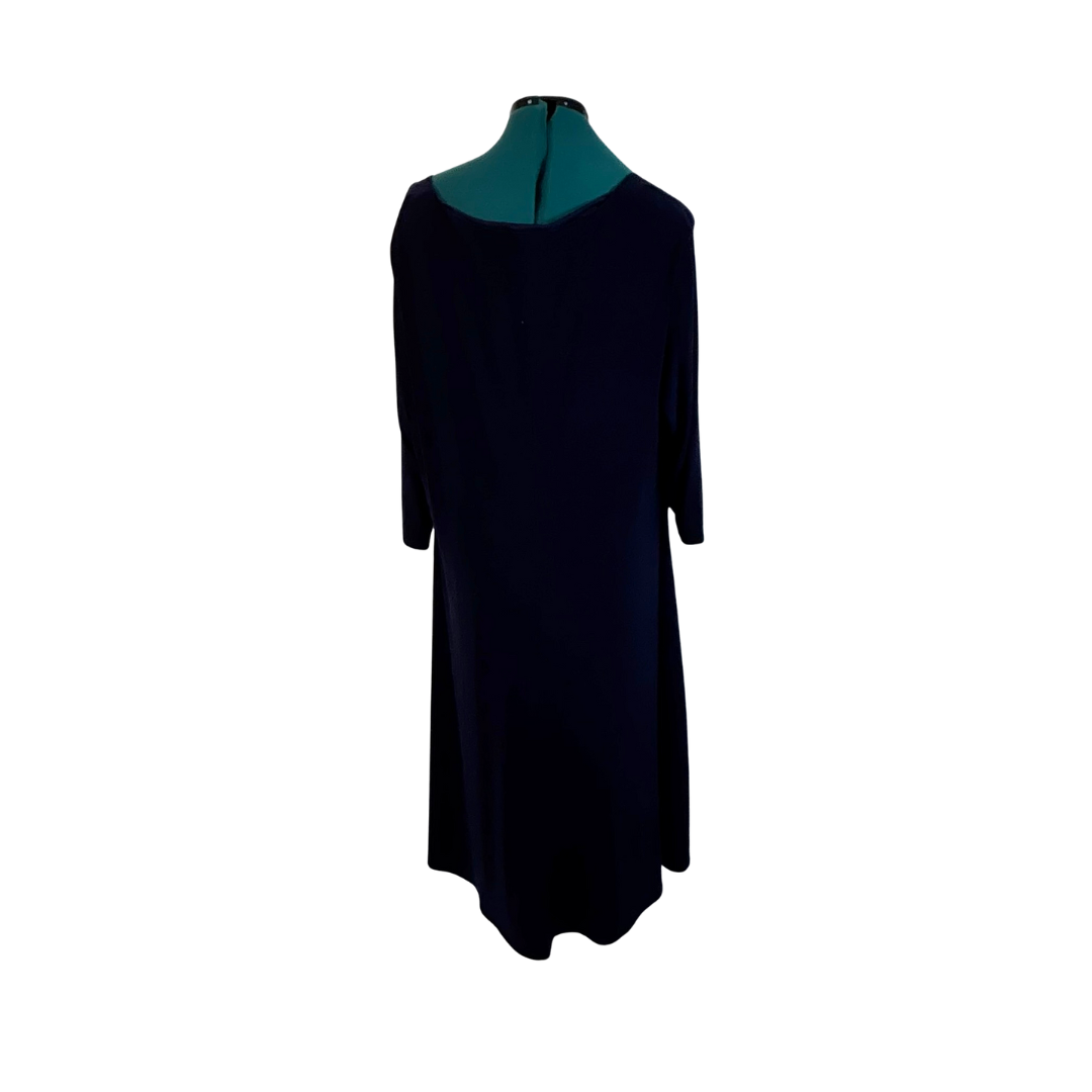 Navy 3/4 Length Sleeve Midi Dress