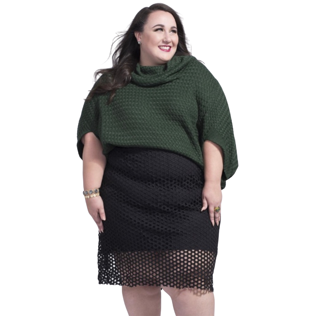 Black Crocheted Lace Overlay Skirt