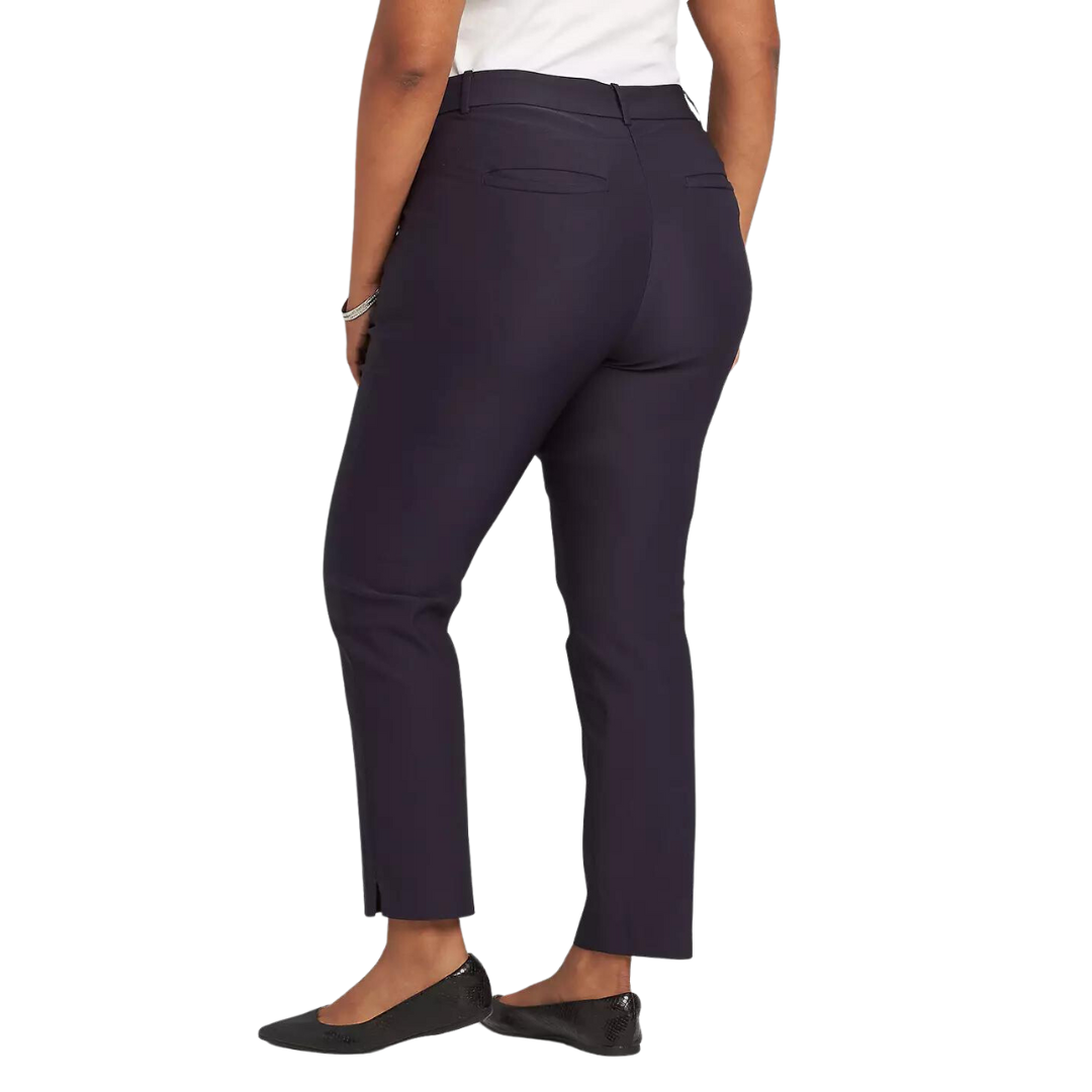 Navy Slim Straight Ankle Pants