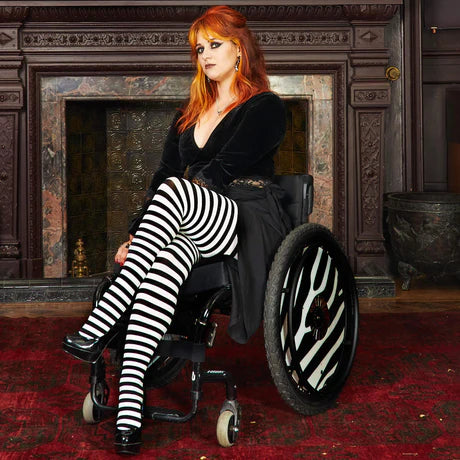 Black and White Striped Snag Tights