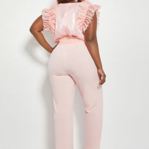 Light Pink Ruffled Jumpsuit NWT