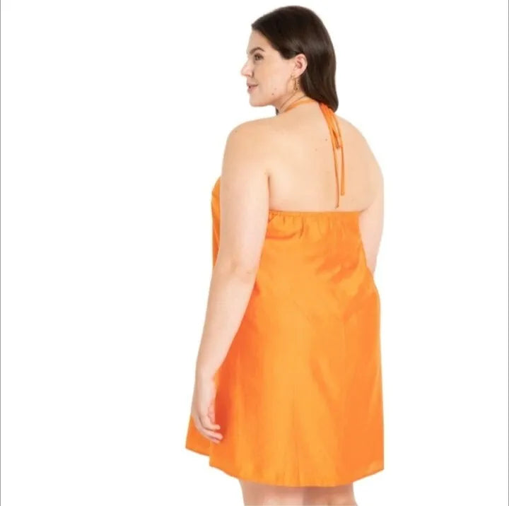 Orange Halter Shift Dress NWT