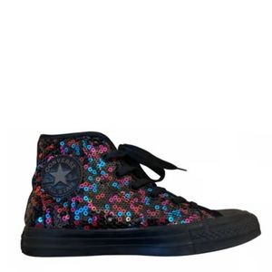 Black and Multi Color Sequin Converse (Size 8) NWT