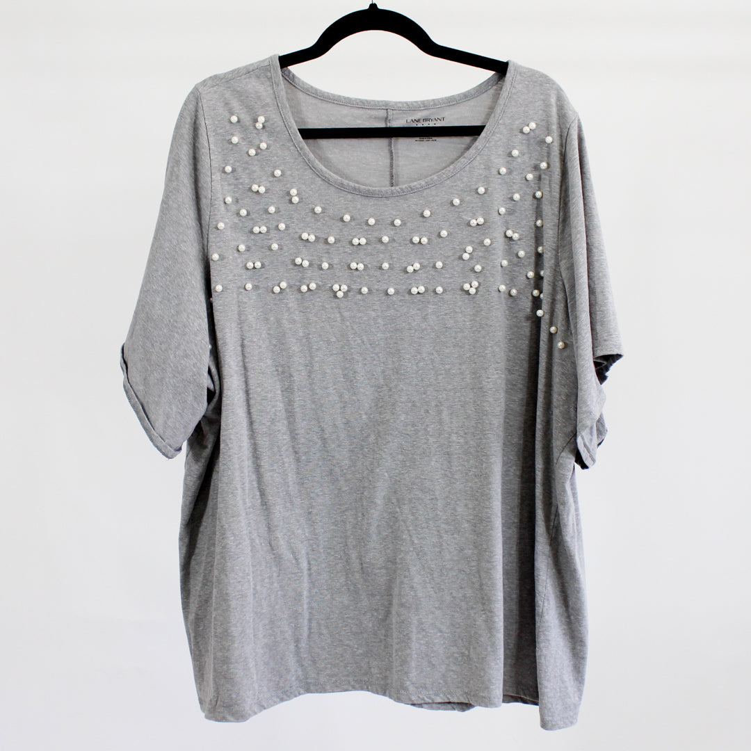 Grey Top with Pearl Detail