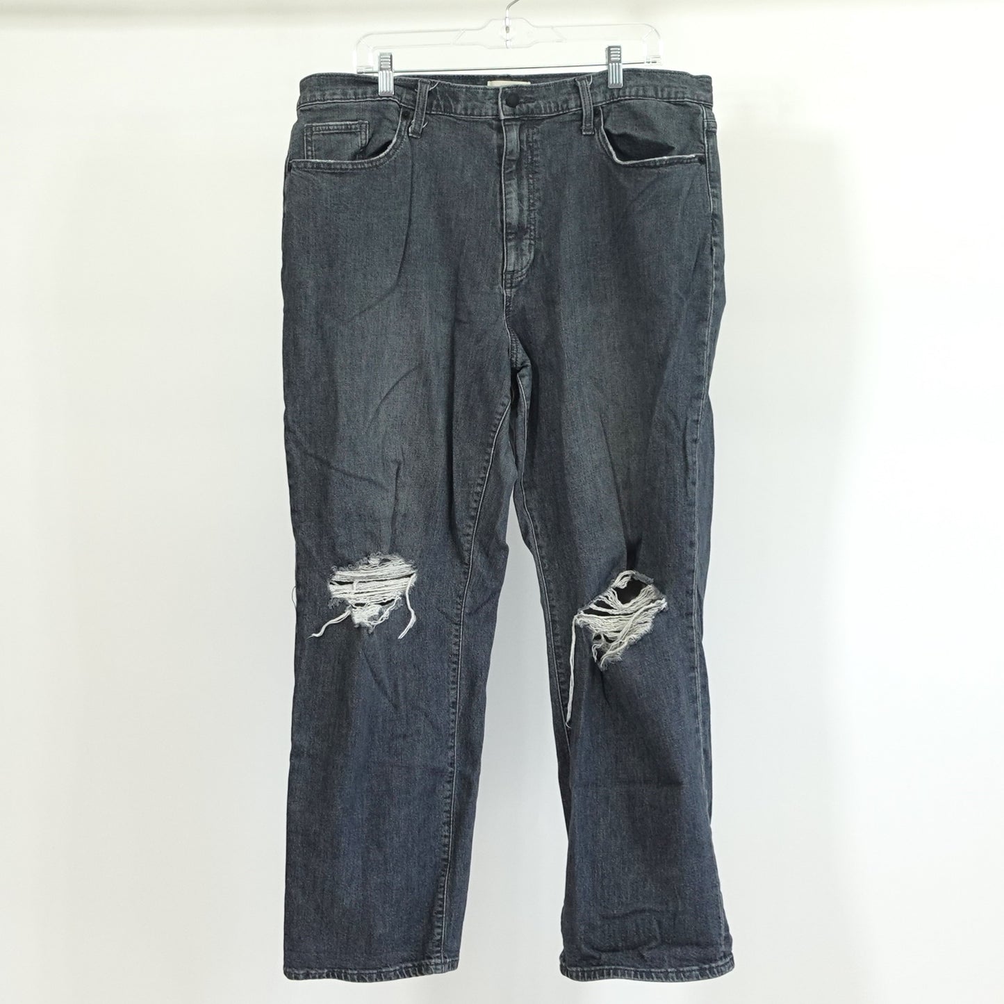 Grey Straight Leg Destructed Jeans