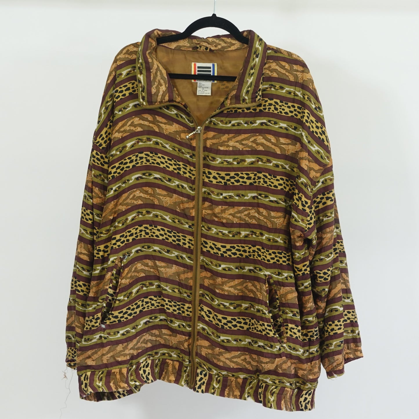 Vintage Silk Animal Print Windbreaker