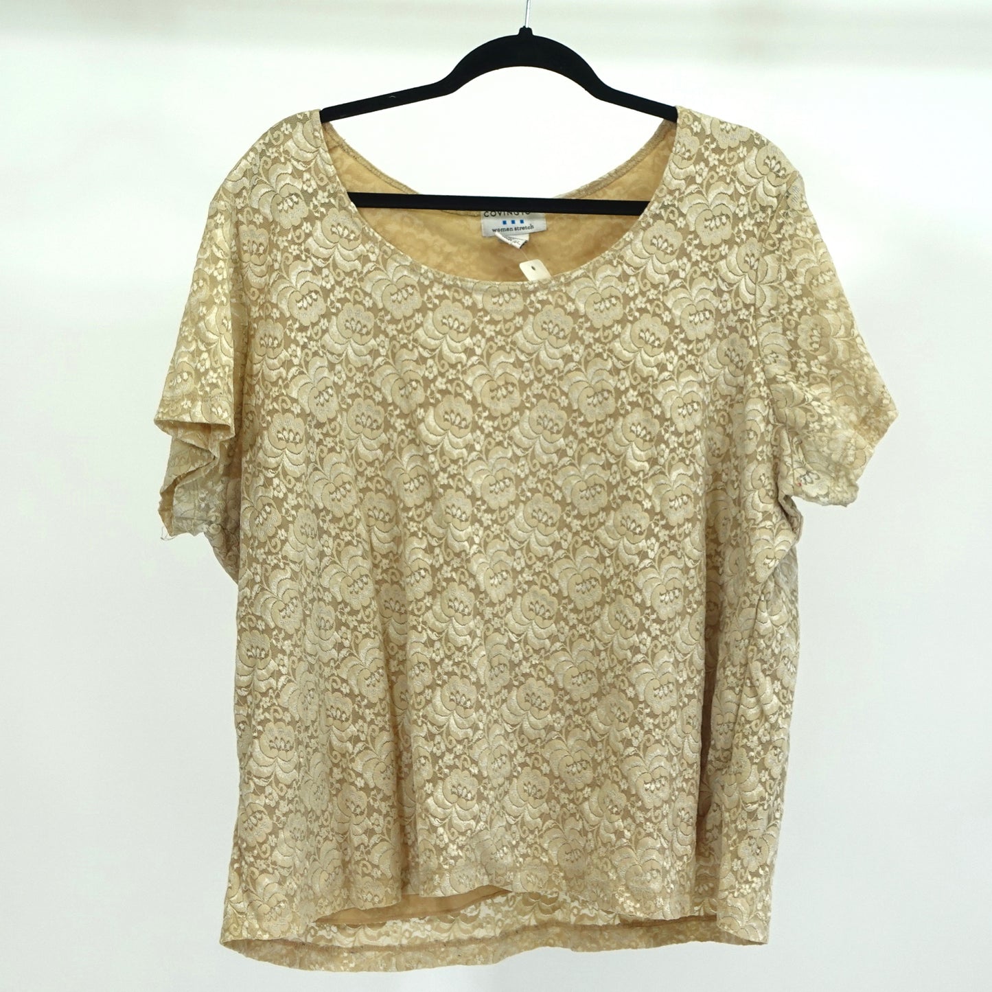 Vintage Beige Lace Overlay Top