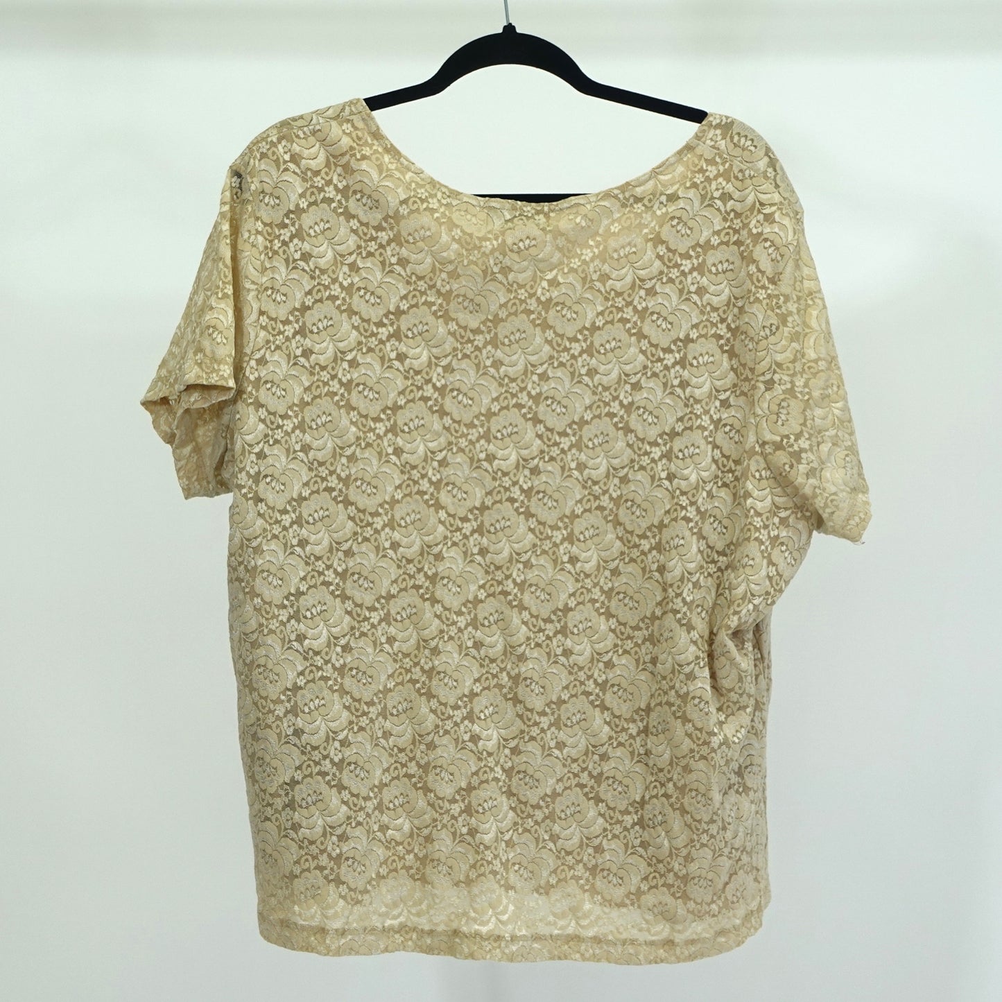 Vintage Beige Lace Overlay Top