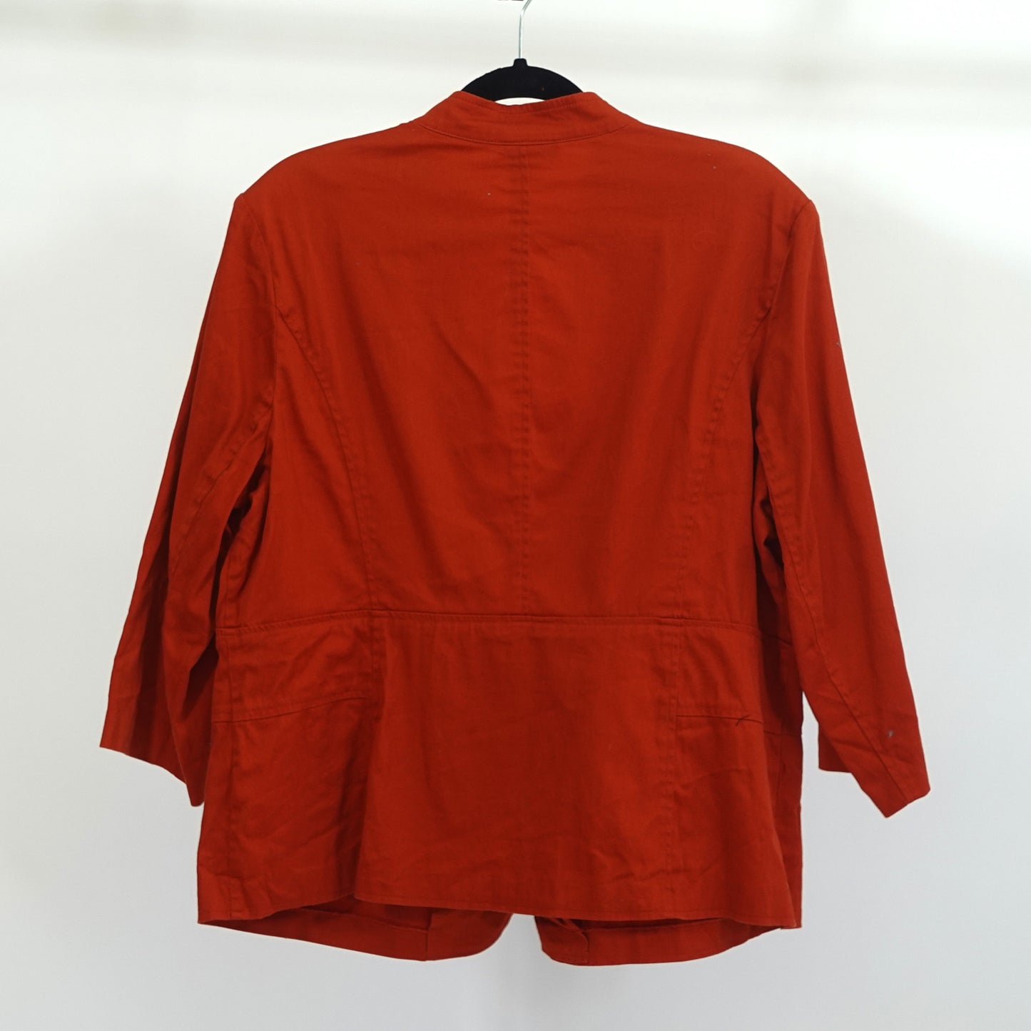 Red Collarless Blazer Shirt