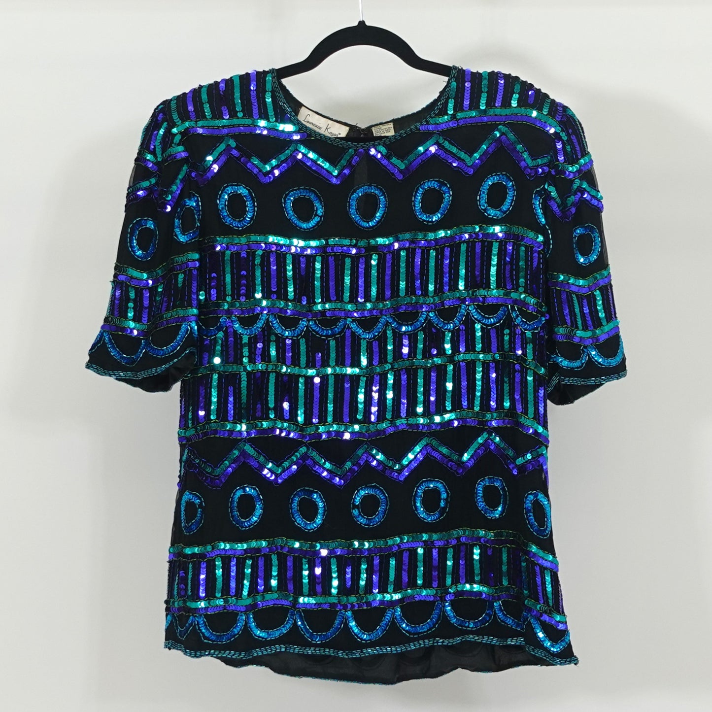 Vintage Beaded Black Top