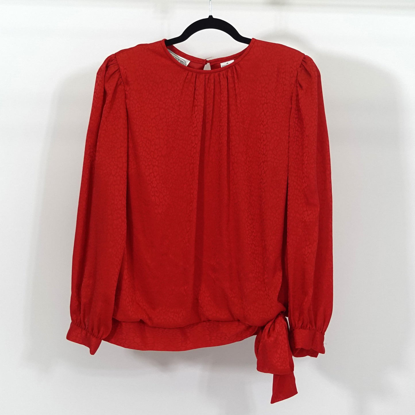 Vintage Red Cheetah Print Long-Sleeve Blouse