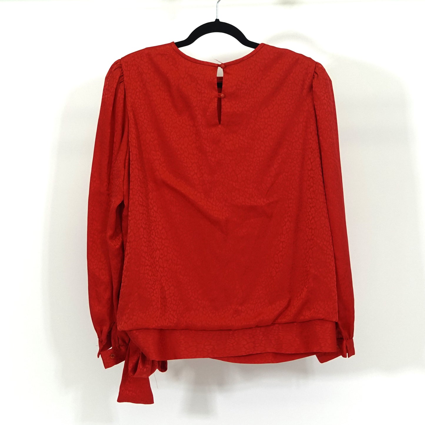 Vintage Red Cheetah Print Long-Sleeve Blouse