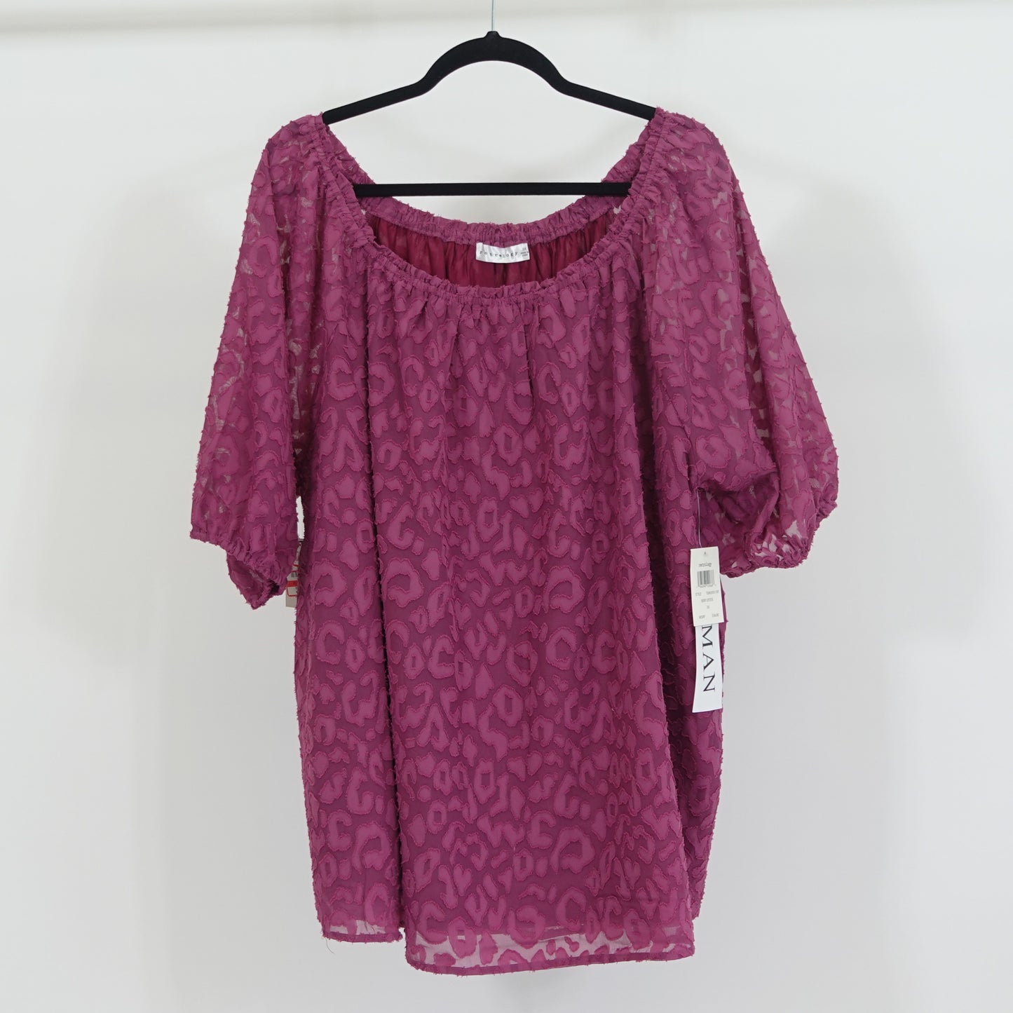Orchid Color Embossed Cheetah Print Flowy Blouse