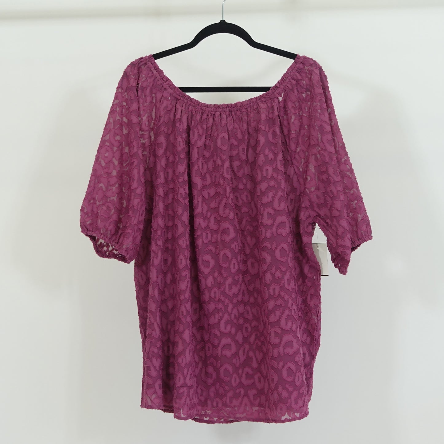 Orchid Color Embossed Cheetah Print Flowy Blouse