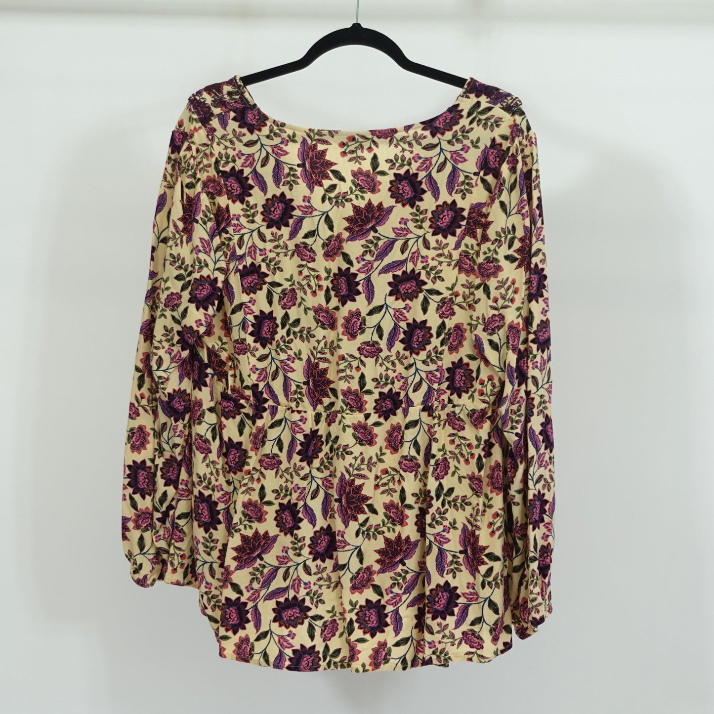 Cream Floral Peasant Blouse