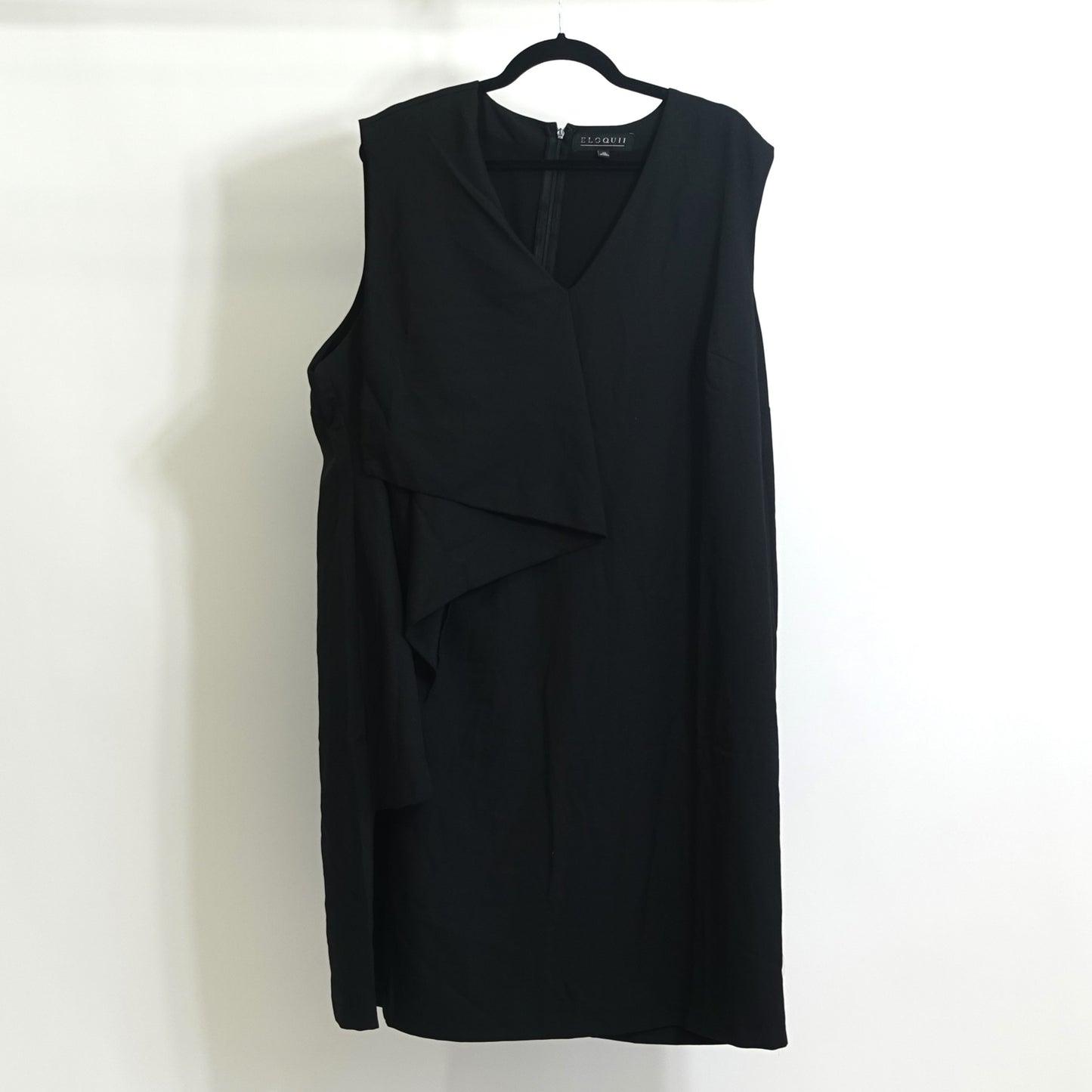 Black Shift Dress with Ruffle