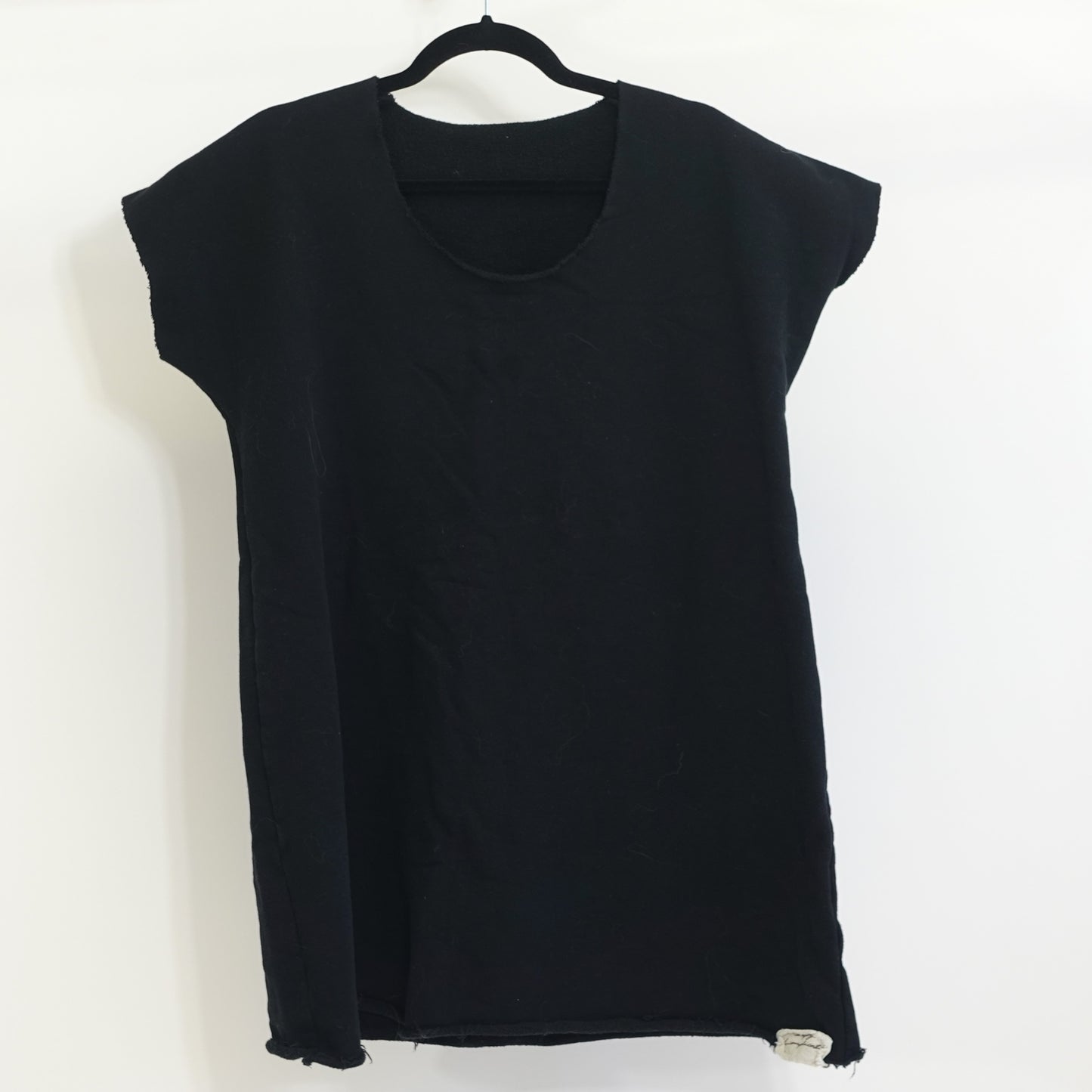 Black Cut-Off Sweatshirt Top