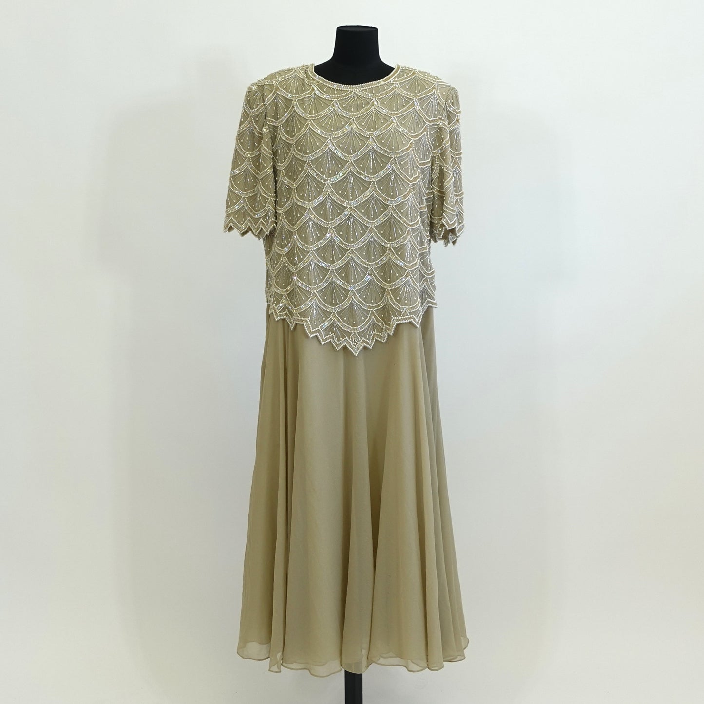 Vintage Beige Beaded Dress
