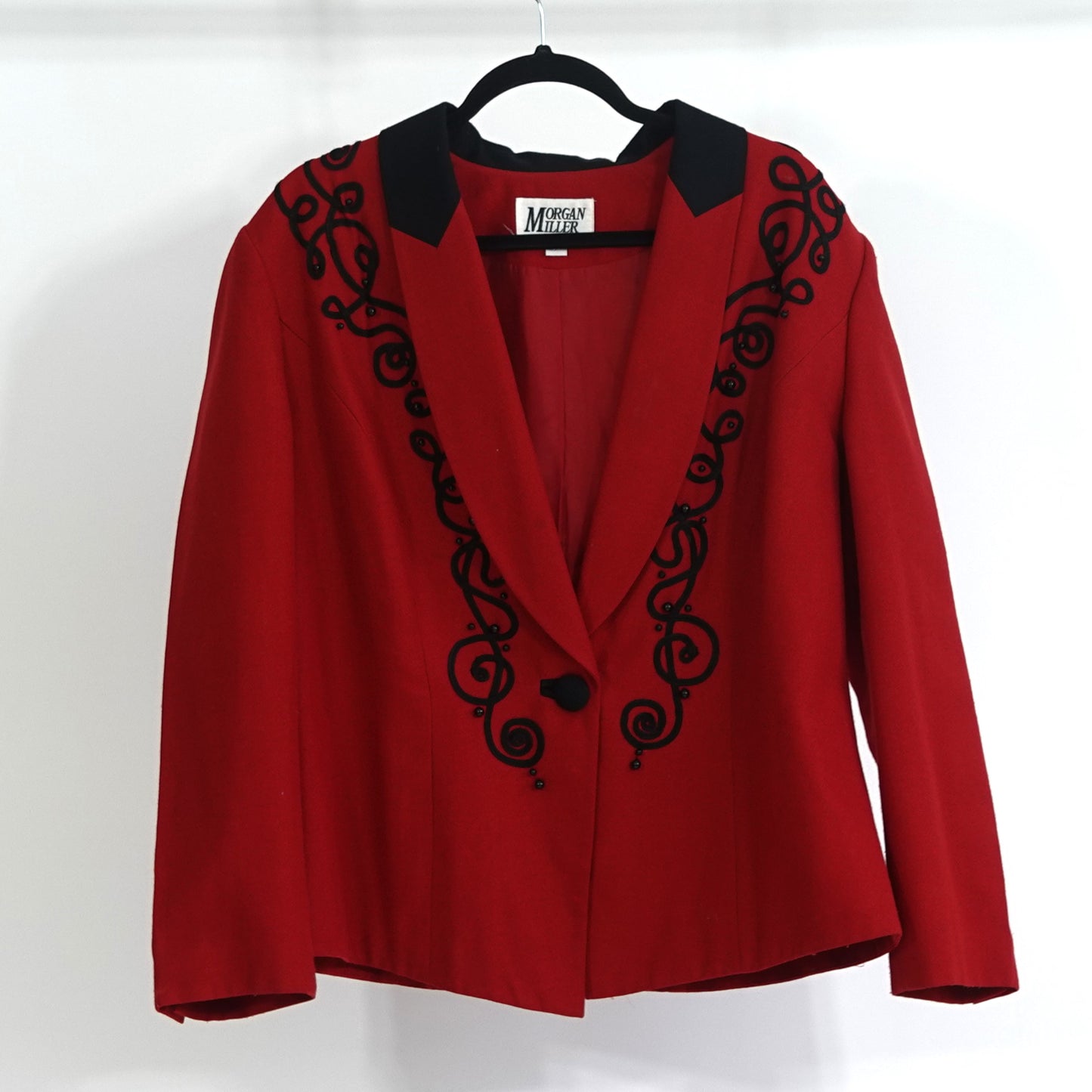 Vintage Red Blazer with Black Details