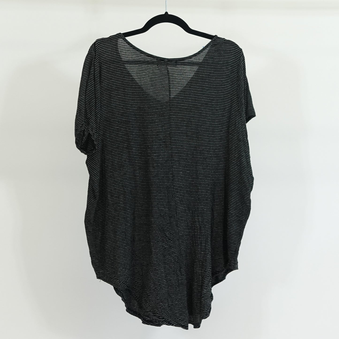 Black with Thin White Stripe Pocket V Neck Tee