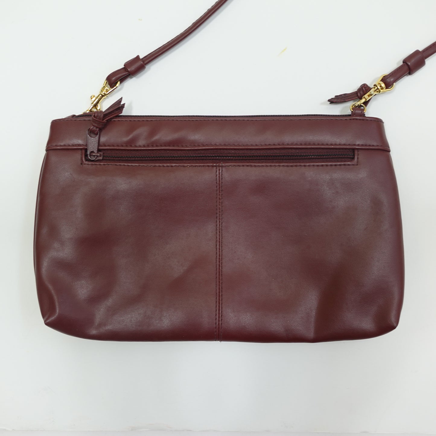 Brick Red Ruched Faux Leather Shoulder Bag