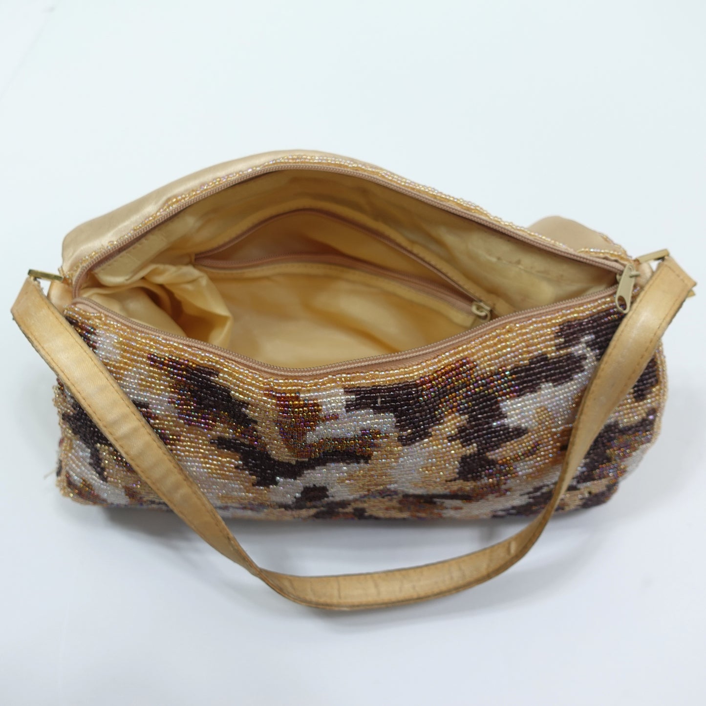 Vintage Beaded Camo Barrel Handbag