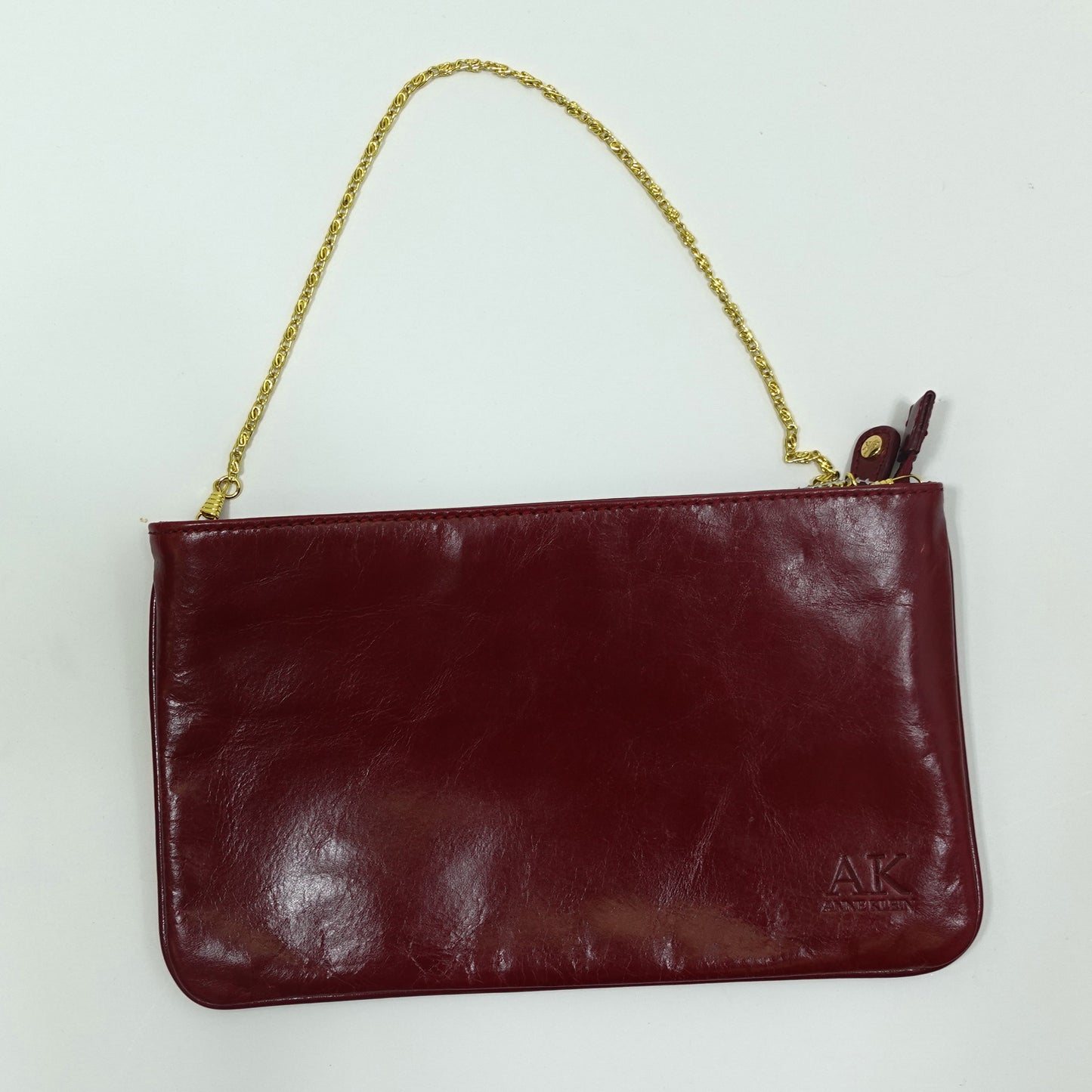 Vintage Red Leather Bag with Gold Chain Strap