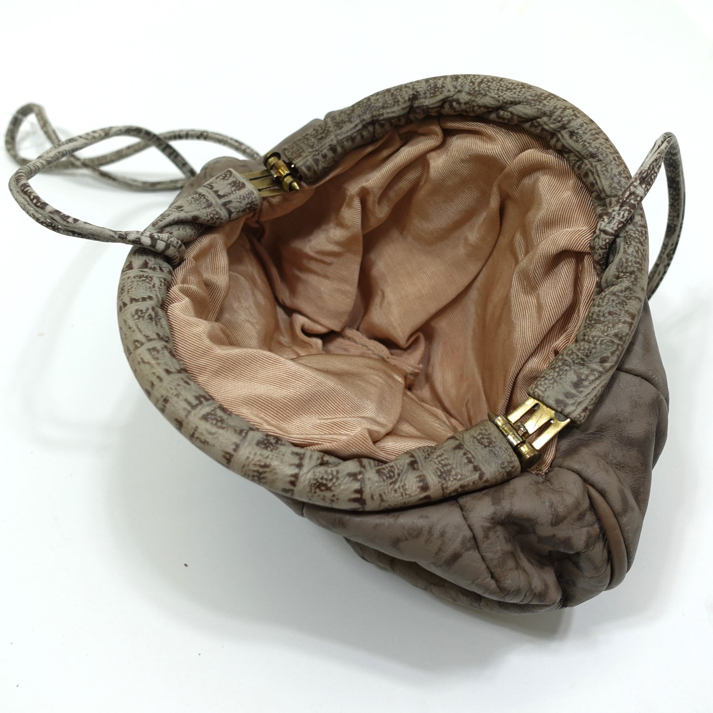 Vintage Brown Soft Clamshell Shoulder Bag