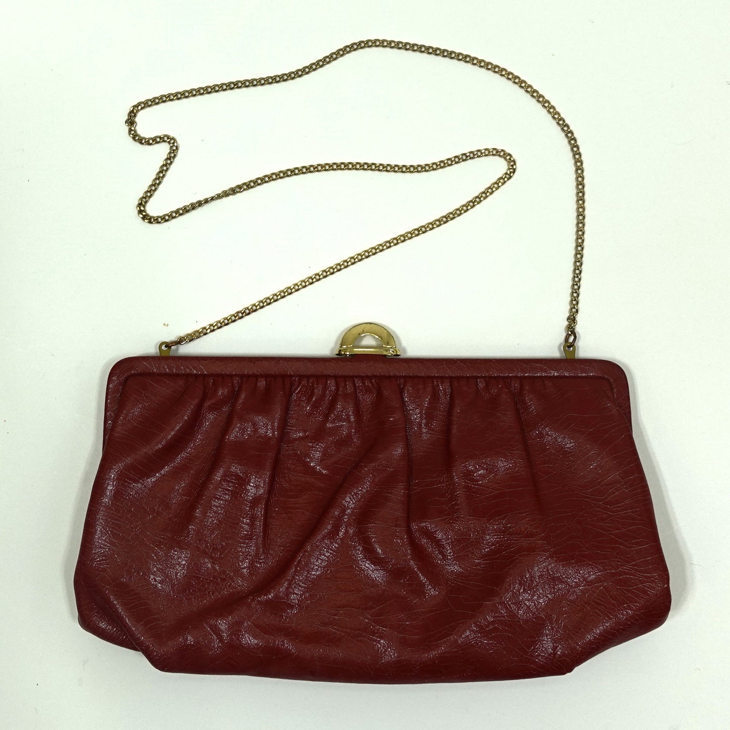 Vintage Red Frame Bag with Gold Hardware and Compact Mirror