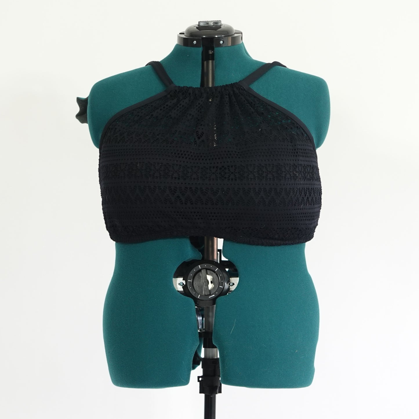 Black Crochet High Neck Swim Top