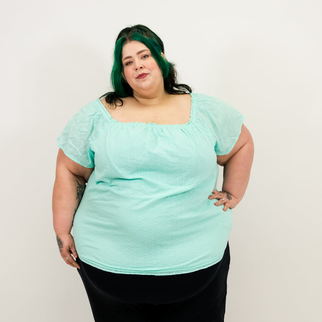 Mint Eyelet Lace Top NWT