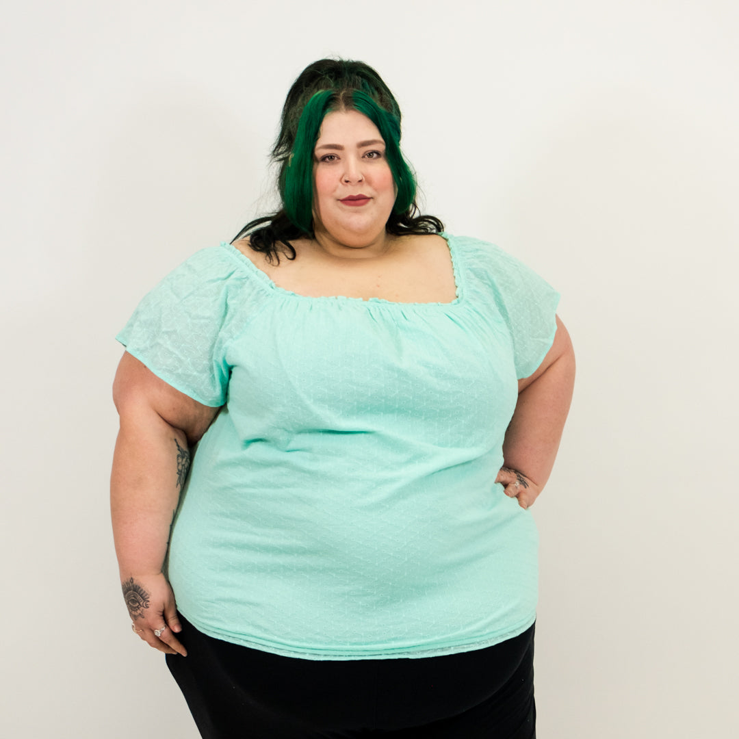 Mint Eyelet Lace Top NWT