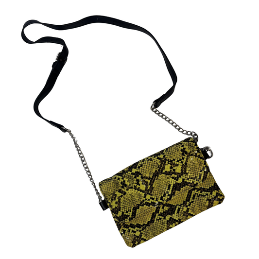 Yellow and Black Snake Print Crossbody Bag