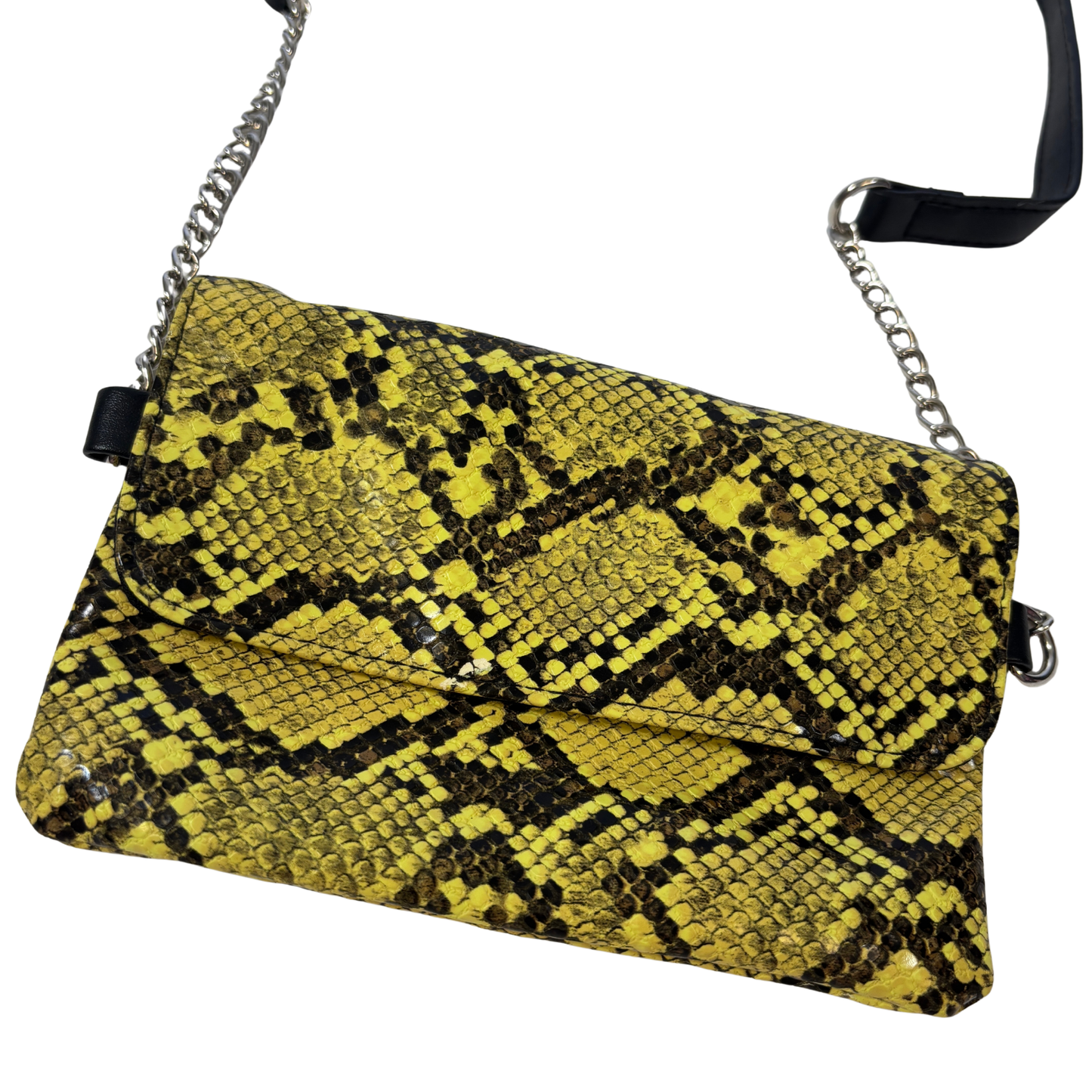 Yellow and Black Snake Print Crossbody Bag