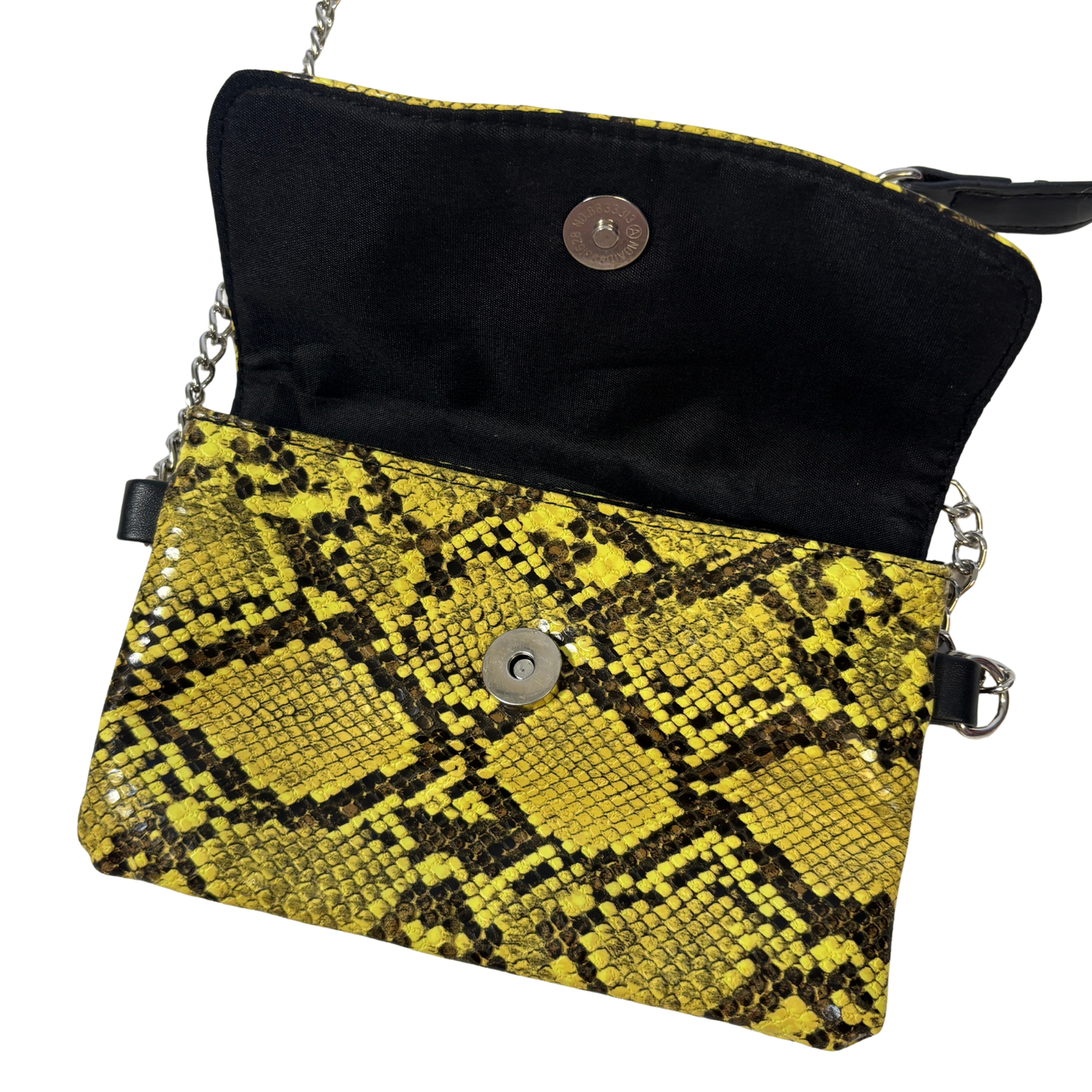 Yellow and Black Snake Print Crossbody Bag