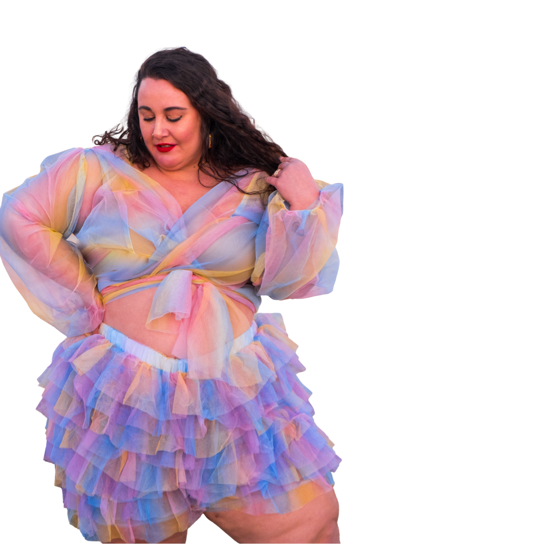 Rainbow Ombre Mesh Ruffle Bloomer Shorts