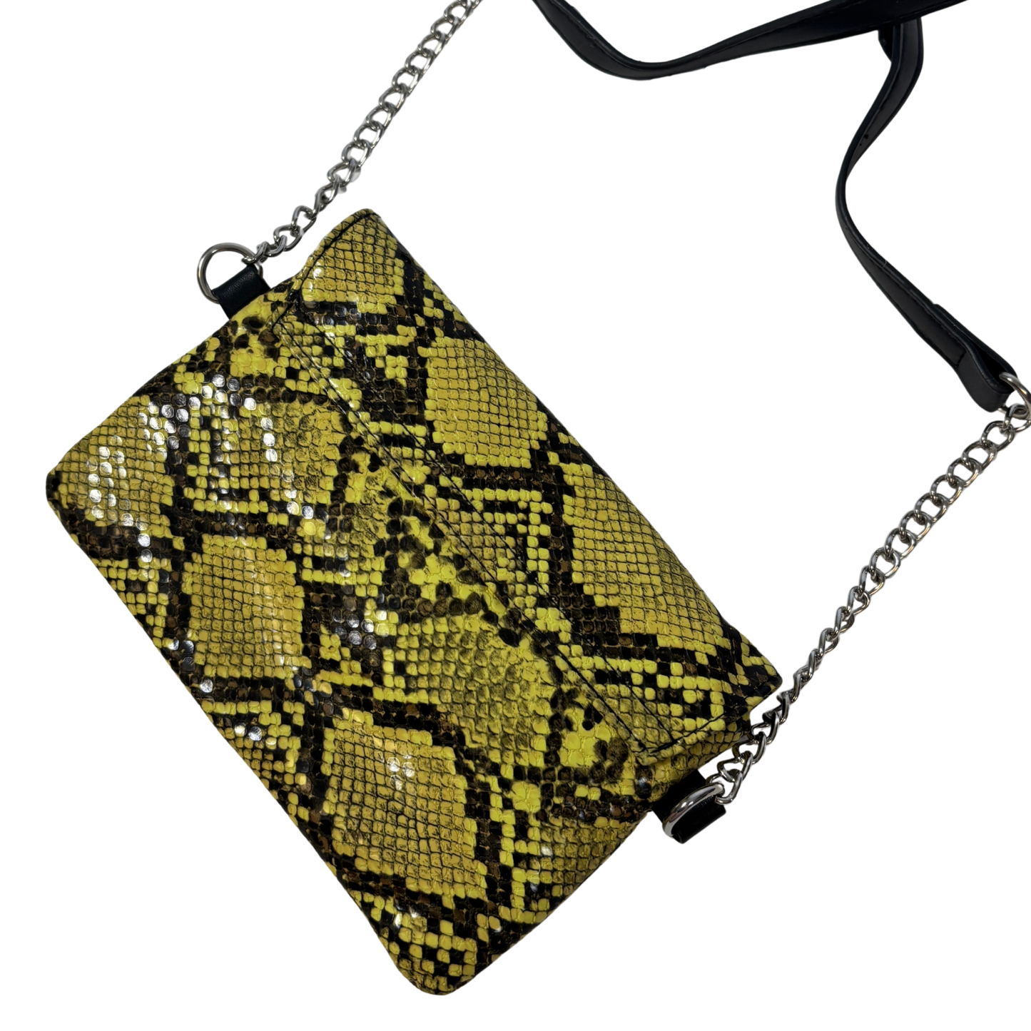 Yellow and Black Snake Print Crossbody Bag