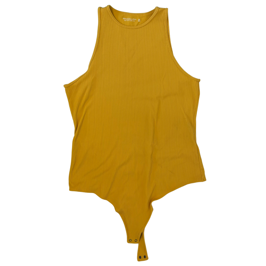 Yellow Ribbed High Neck Sleeveless Bodysuit