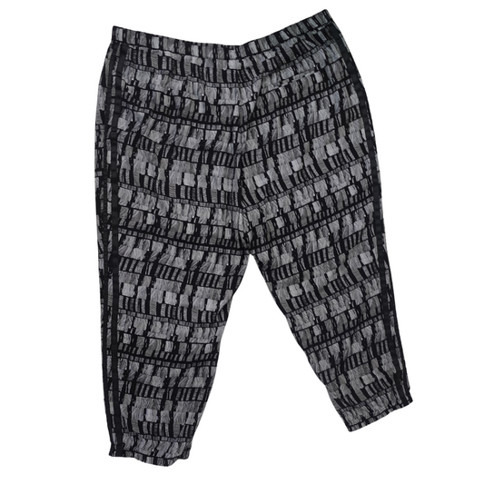 Black and White Abstract Print Pull-On Pants