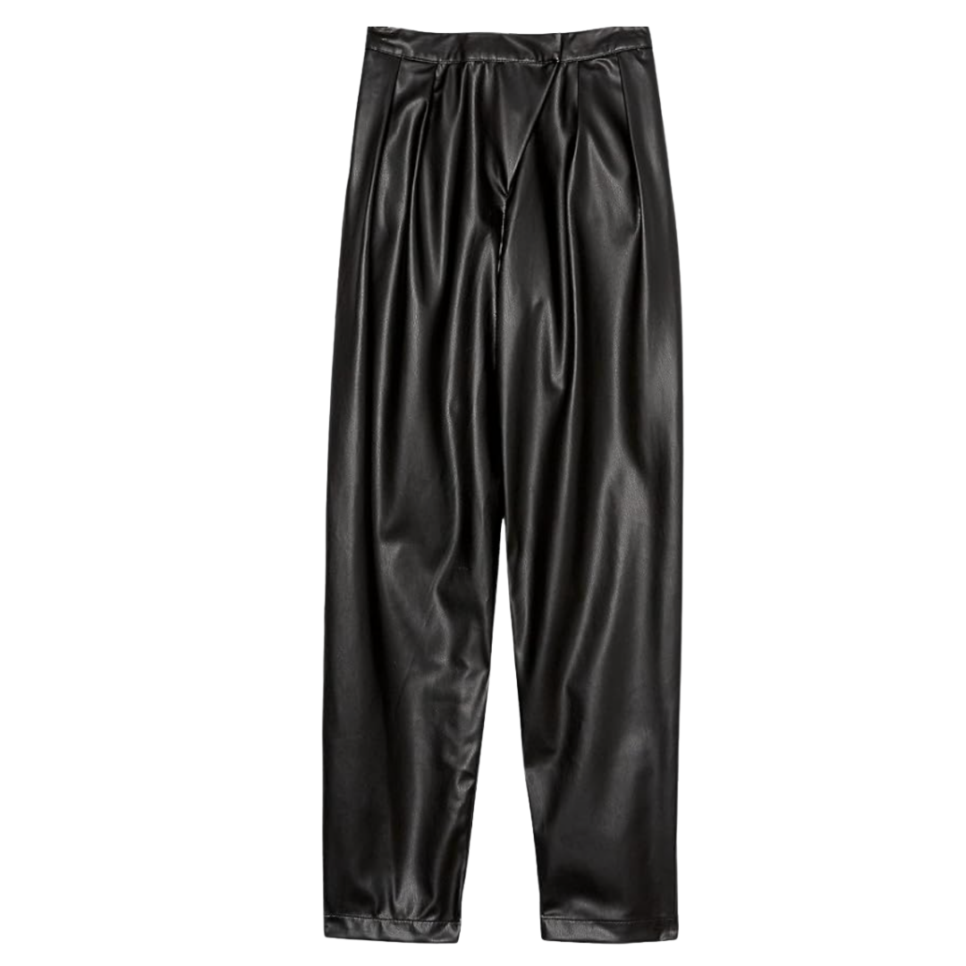 Black Faux Leather Trouser Pants NWT