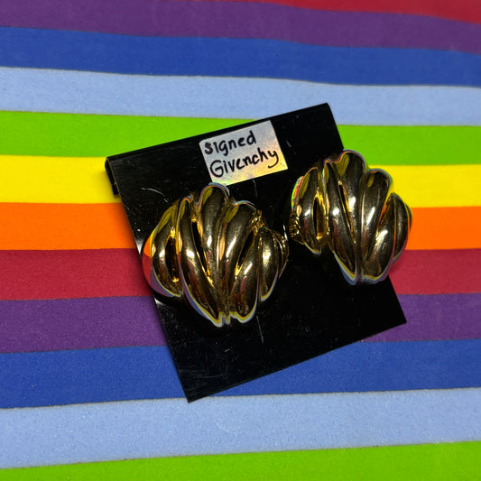 Vintage Signed Givenchy Gold Post Back Earrings