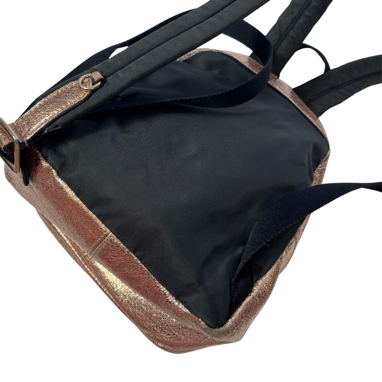 Coach Mini Charlie Backpack Purse in Crushed Metallic Rose Gold