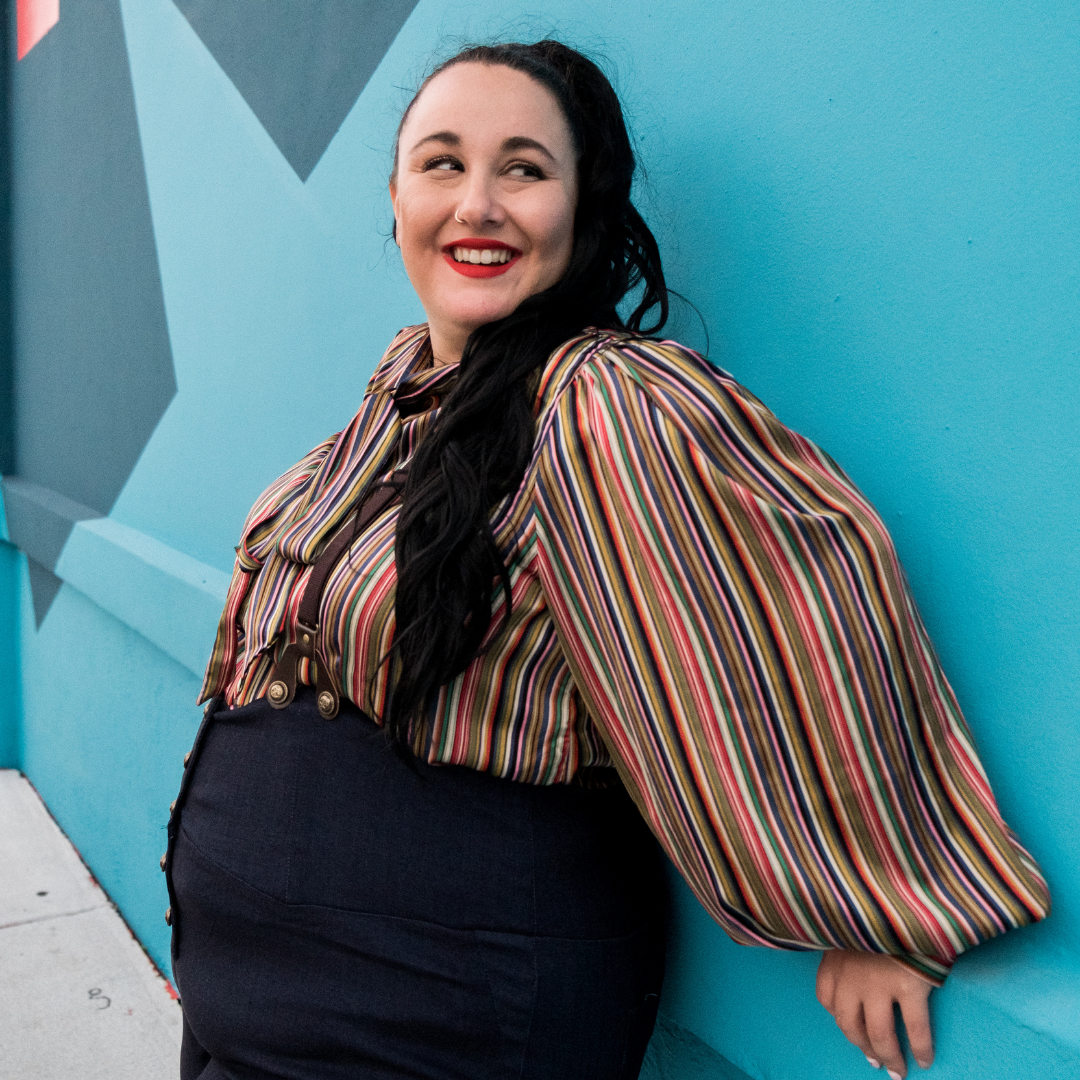 Unique Vintage Earth Tone Striped Long Sleeve Button Down Pussybow Blouse