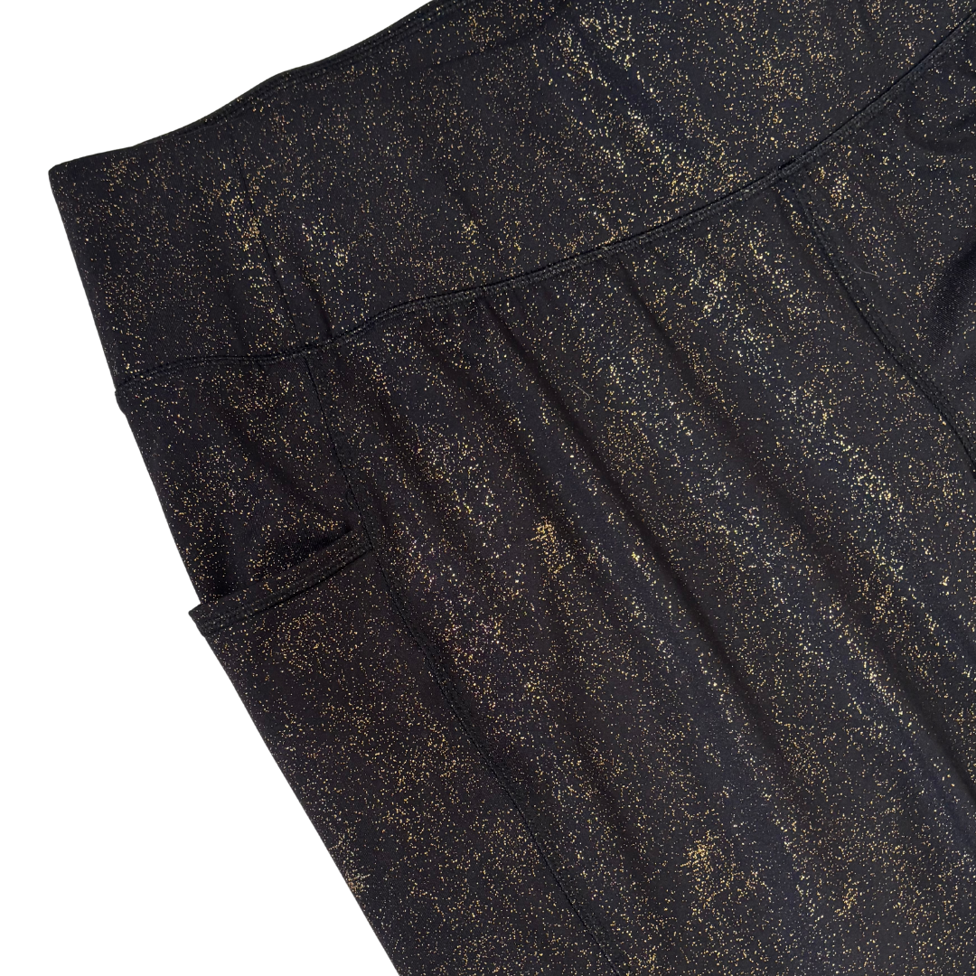 Black and Gold Speckle Yoga Pants with Pockets